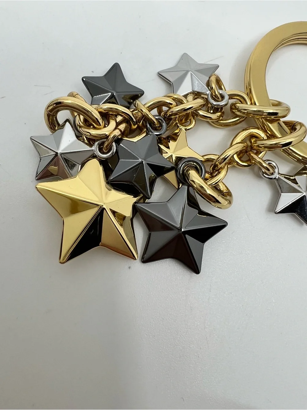 Coach Stars Gold Silver and Black Key Ring and Charm